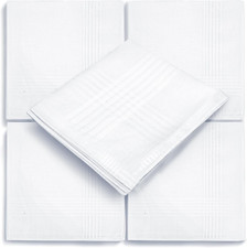 5 Pack Men'S Cotton Handkerchiefs, 16X16 Inch, White