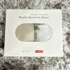 Love baby, know baby Muslin Bassinet Fitted Sheet 2-Pack 33x17x4 Beige