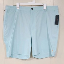 Margaritaville Men's 42 Light Blue Aqua Chino Shorts Solid Flat Front Summer New