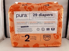 29 Count Pura Hypoallergenic Diapers, Size 2 7-13 lbs 