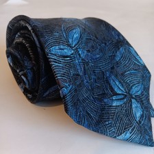 Vintage Ermenegildo Zegna 100 Silk Neck Tie     Blue Geometric 33/4 X 58"