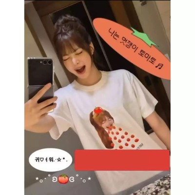 LE SSERAFIM T-SHIRT TOMATO SPAGHETTI WEVERSE UNOFF MOMENT XL S M