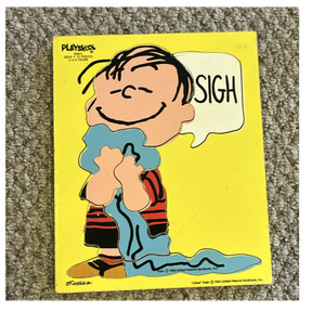 Playskool Peanuts Gang Wooden Tray Puzzle Linus & Charlie Brown "SIGH"
