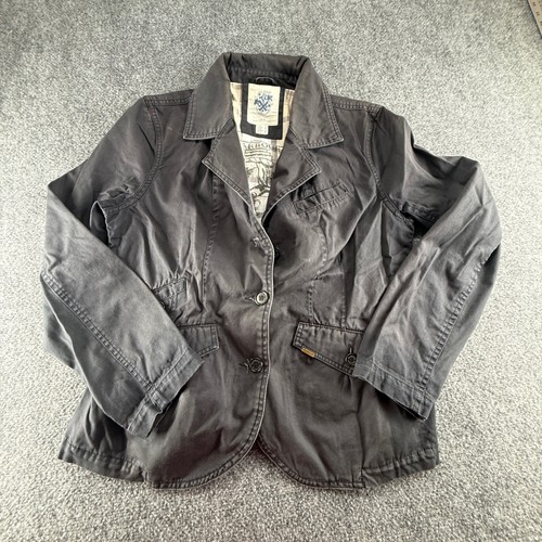 Barbour, Barbour Authentic Charcoal Grey Cotton Utility Blazer Jacket Womens US 14 UK 18