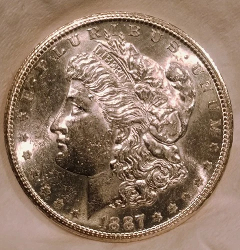 1887 S Morgan Silver Dollar Unc Amazing Luster Prooflike Reverse