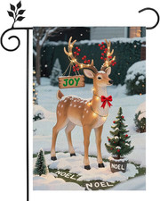 Merry Christmas Flag 12X18 Inch,Christmas Deer Winter Holiday Yard Outdoor Decor