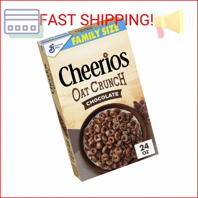 Cheerios Oat Crunch Chocolate Breakfast Cereal, Made with Whole Grain, Family Si
