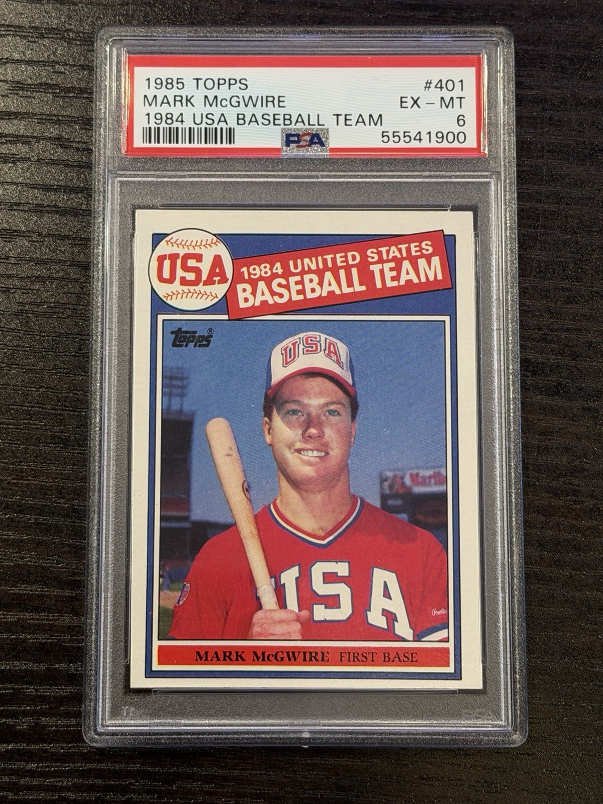1985 TOPPS MARK McGWIRE #401 1984 USA BASEBALL TEAM - PSA 6 EX-MT New Label