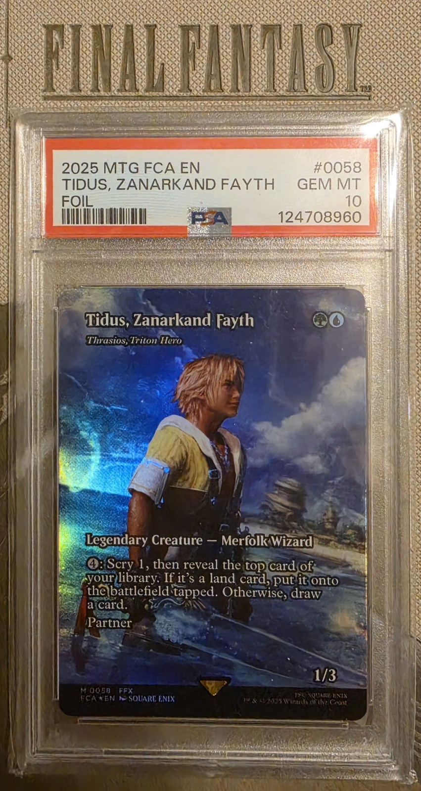 Tidus, Zanarkand Fayth - Thrasios, Triton Hero (Showcase) Foil PSA 10 view 1