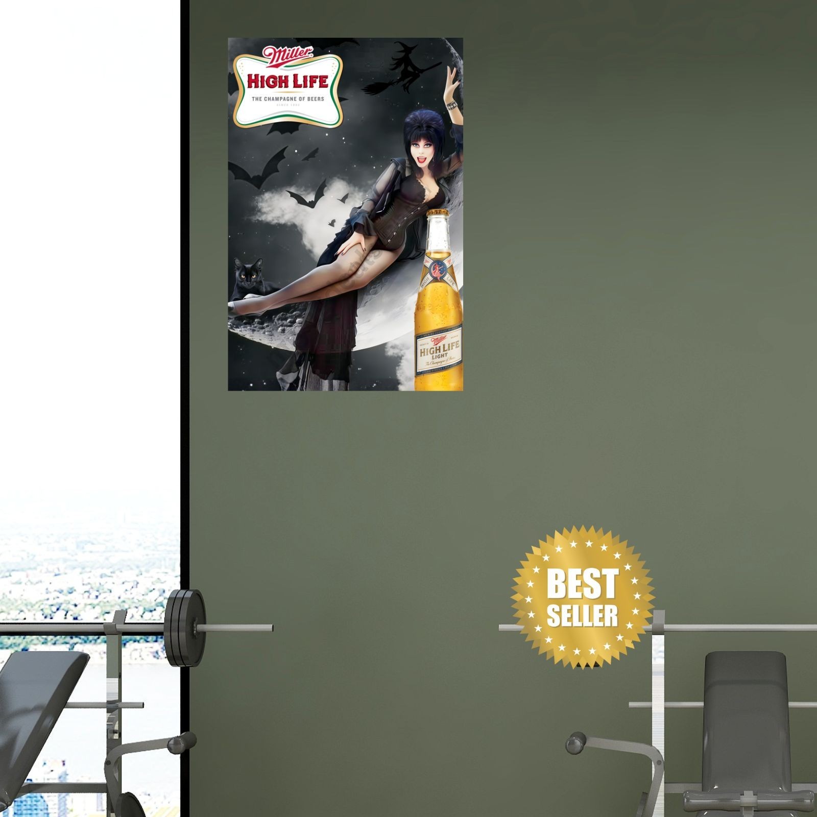 Miller High Life Elvira Sexy Beer Poster 16x24 Dream Girl  Mancave Bar Decor