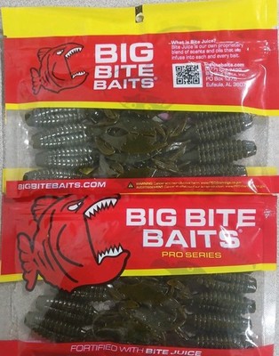 (LOT OF 2) BIG BITE BAITS 3'' YOMAMA GREEN PUMPKIN