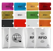 RFID Blocking Sleeves Set 12 Credit Card Protectors & 4 Passport Covers Security