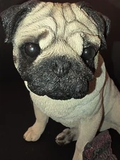 Living Stone Cute Pug Figurine With Pillow (Baby) Dog 8" Encore San Diego Heavy