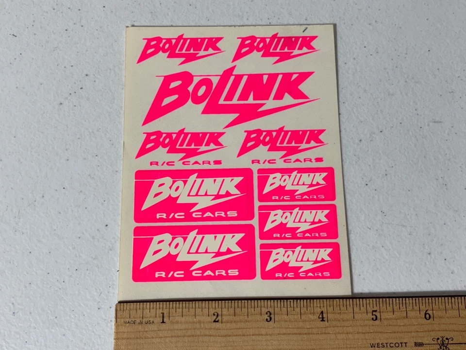 Bolink 1/10 1/12 RC R/C Cars Hot Fluoro Pink Logo Vintage Sticker Decal NEW NOS - Image 3 of 3