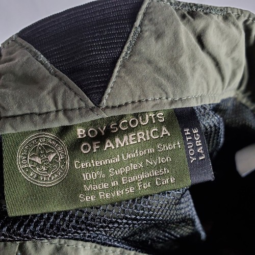 Boy Scouts of America Shorts Youth Large Green Nylon Centennial Uniform Outdoor - Picture 8 of 8