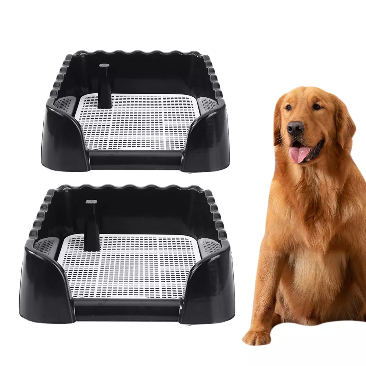 Dog crate with potty clearance tray