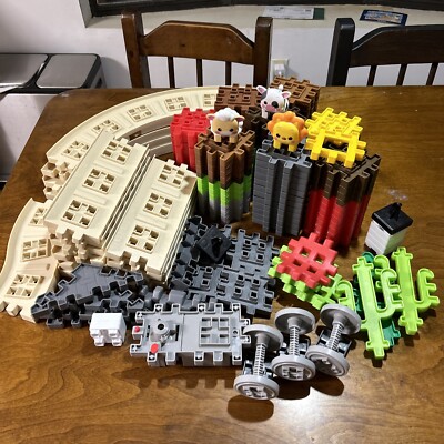 Little Tikes Waffle Blocks Steam Train Big LOT Train Track  120+ Piece