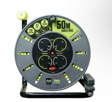 Image of NEW 50M 13A 4 GANG SOCKET EXTENSION CABEL REEL OPEN SWITCH PRO XT MASTERPLUG UK