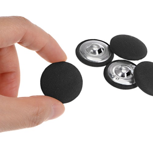 10pcs Fabric Cloth Covered Button 25mm Metal Round Sewing Buttons, Black - 第 4/5 張圖片