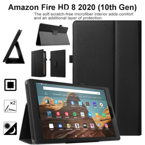Skórzany stojak magnetyczny Book Smart Cover do etui Amazon Fire HD 8 2020 10. generacji - Zdjęcie 1 z 18