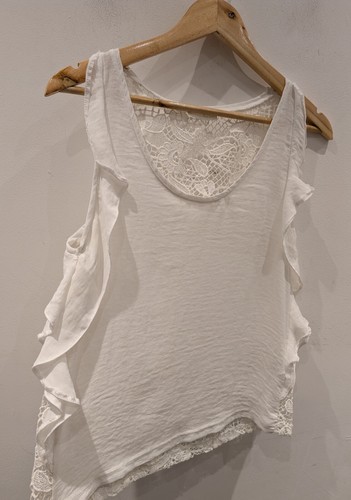 Zara W&B Collection Ladies Blouse Top Size Small White Lace Back Sleeveless VGC - Picture 4 of 7