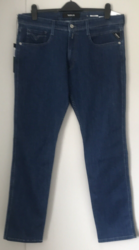 Replay Mens Jeans 'Anbass' power stretch W36 L30 (36 x 30) Dark indigo Blue BNWT