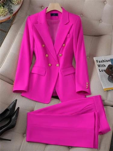 Women Suits Blazer + Flare Pant Suit Office Lady Formal Business Suits 2 Pieces - Picture 1 of 19