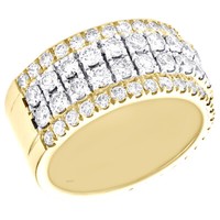 10K Gelbgold Rund Diamant Gestuft Zacken Set Weddinng Band 11Mm Ring 4.25 Karat