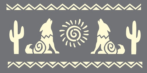 Stencil Joanie Howling Wolf Cactus Aztec Southwest Sun Hopi Border DIY Art Signs - Picture 8 of 11