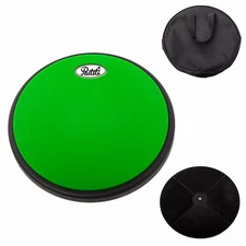 PAITITI 8 Inch Silent Practice Drum Pad Round Shape with Carrying Bag GreenColor