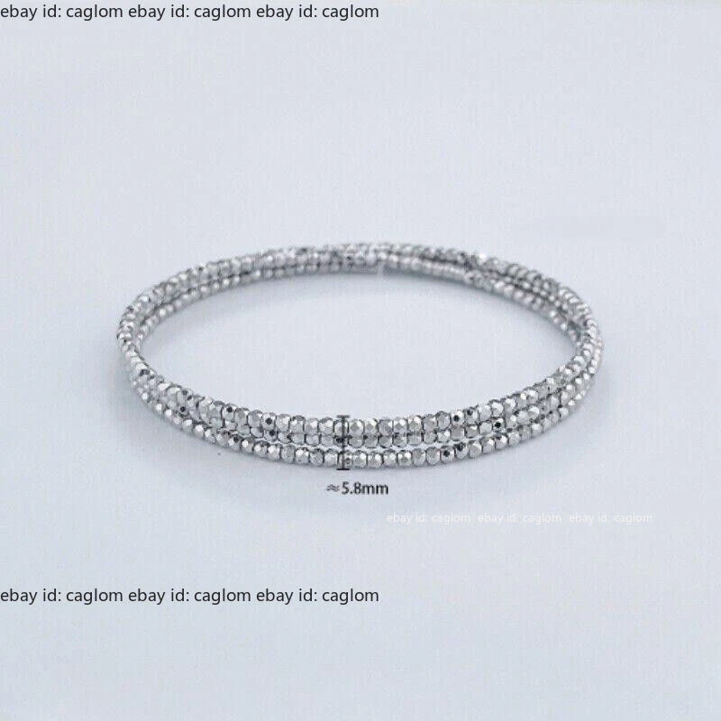 Pulseira feminina círculo contas brilhantes três camadas platina pura 950 identificação 54 mm - Imagem 4 de 4