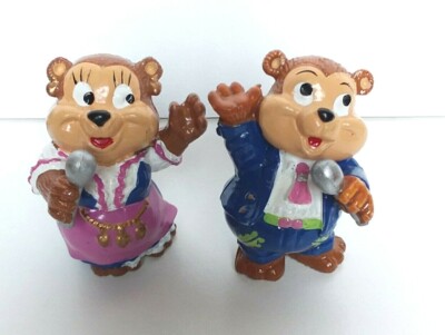 Vintage German Kinder Egg Toy, Anthropomorphic Bavarian Bear Singers Pair 1.75''