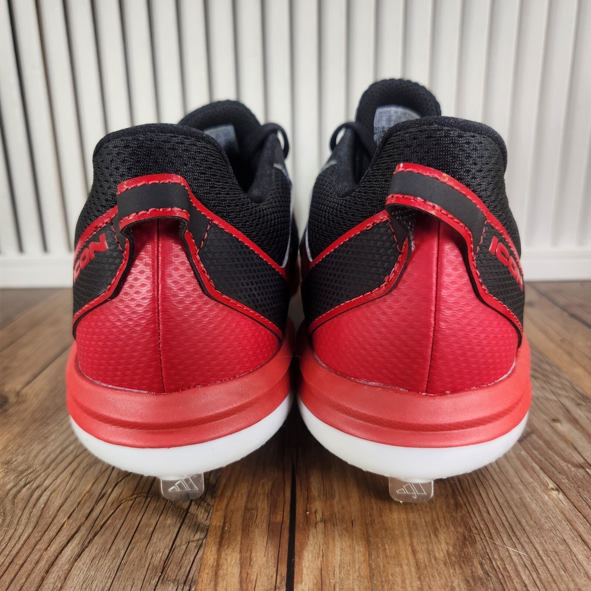Adidas Icon 7 Baseball Cleats Size 13.5 Men\'s/8 W Black/Red Low Top Metal S23858 Adidas Icon 7 Mens Metal Baseball Cleats | Mercari main image 3