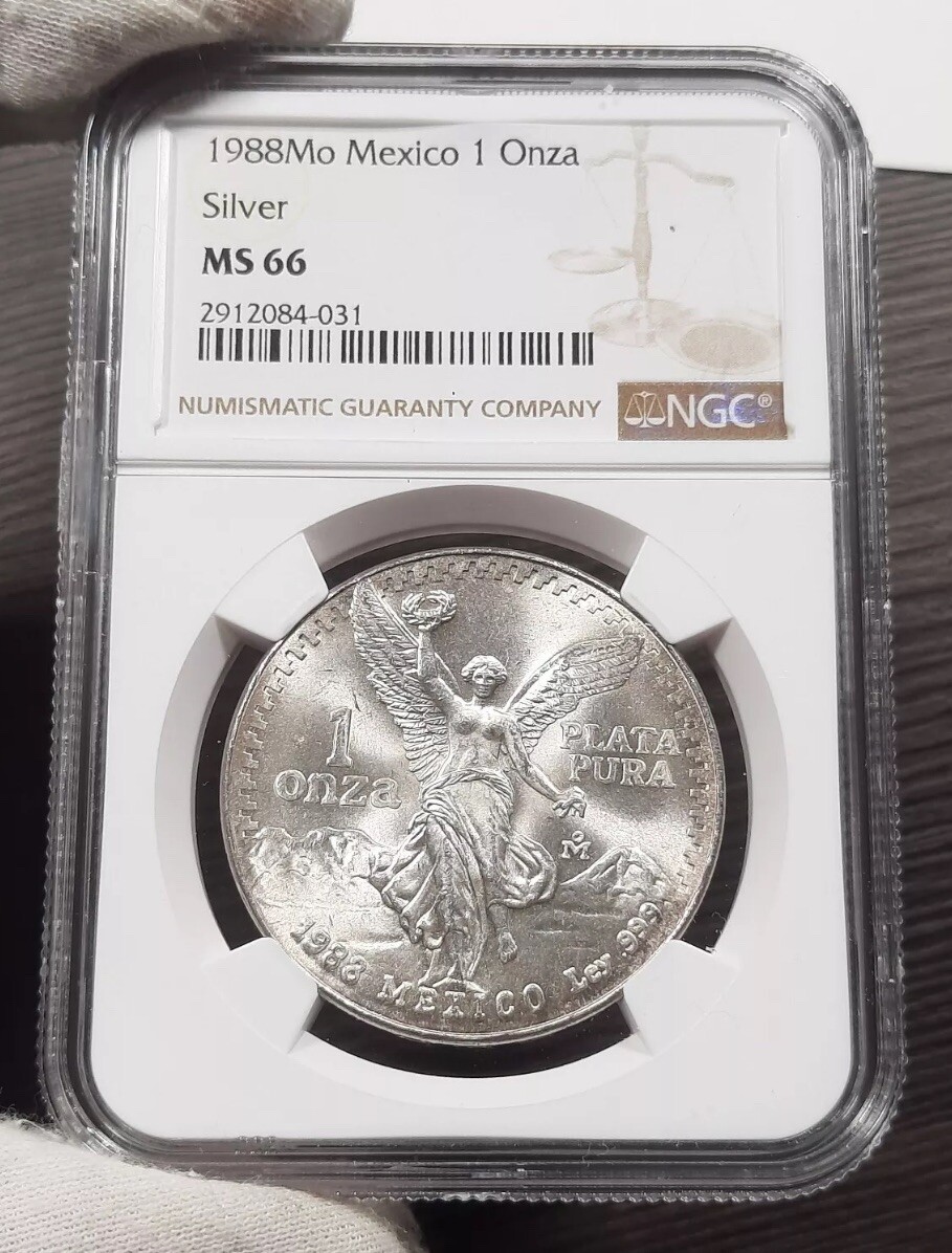 1988 Libertad MS66 NGC Mo Mexico 1 Onza Silver - KEY DATE