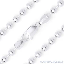5mm Polished Ball Bead Link Italian Chain Necklace in .925 Italy Sterling Silver