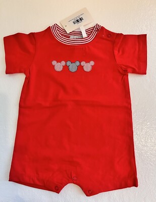 Boy s Mouse Trio Romper One Piece Mickey Mouse 6M Cotton Spandex MSRP $40 NWT