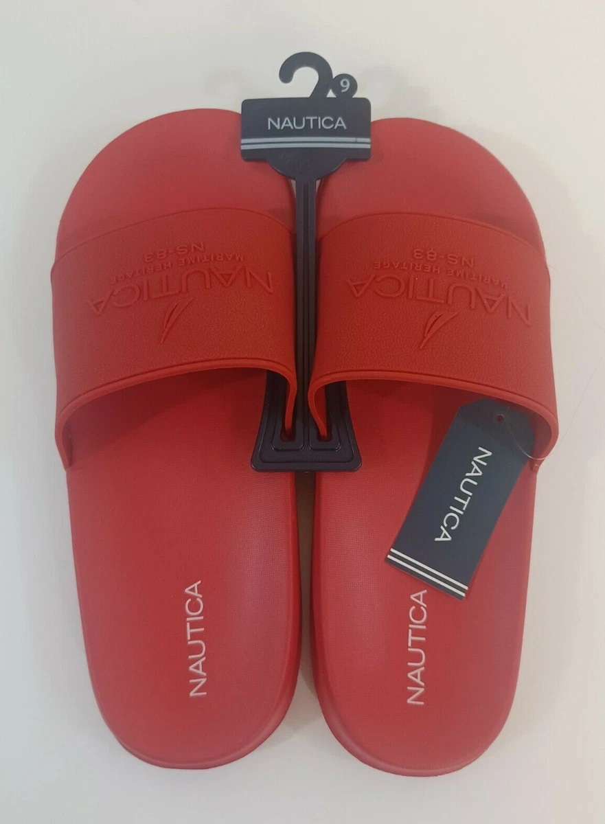 Nautica Men s Red Maritime Heritage NS 83 Porter Slides Sandals Size 9