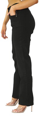 Damenjeans seitlich elastisch mit Taille gerades Bein normale Passform 25'' Bein Damen