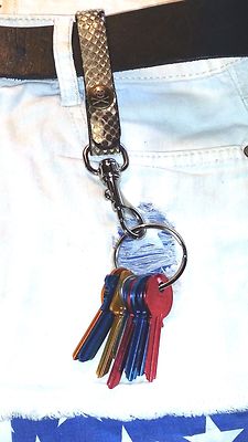 NEW Authentic PYTHON  Original unisex key ring KEY FOB zipper pull bag charm 