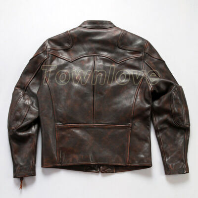 Real Leather Jacket Men's Stand Collar Leather Retro Motorcycle