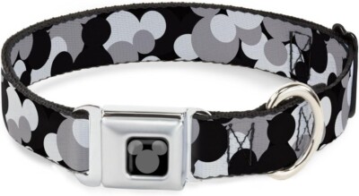 Buckle-Down Dog Collar Seatbelt Buckle Mickey Mouse Head Stacked 15-26'' WDY349