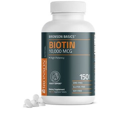 Bronson Biotin 10,000 MCG Hair, Skin  Nails Support, 150 Vegetarian Tablets