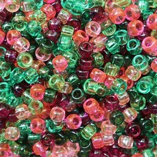 Pony Beads Flower Garden Pink Green Mix Large Hole Beads Made in USA