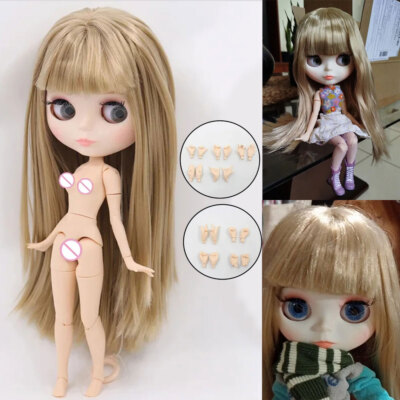 30cm ICY Blythe Doll 1/6 with Straight Blonde Hair White Skin Nude Jointed Body