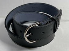 New Genuine Leather Men belt size 48 big men USA made black with silver Buckle