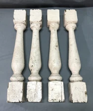 Set 4 VTG Shabby Wood Turned 3x20 Spindle Porch Balusters Table Legs Old 923-25B