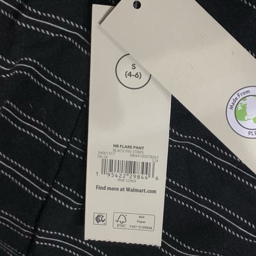 No Boundaries Pull on Flare Pants Small 4-6 New with Tags Black Pin Stripe Soft - Picture 5 of 5
