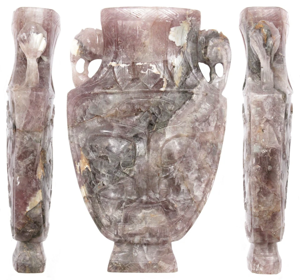 古董老式/复古清共和国时期中国紫水晶石古花瓶香炉 — 第 2/4 张图片