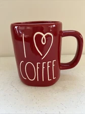 Rae Dunn Farmhouse Style I LOVE COFFEE Mug With A Heart-red