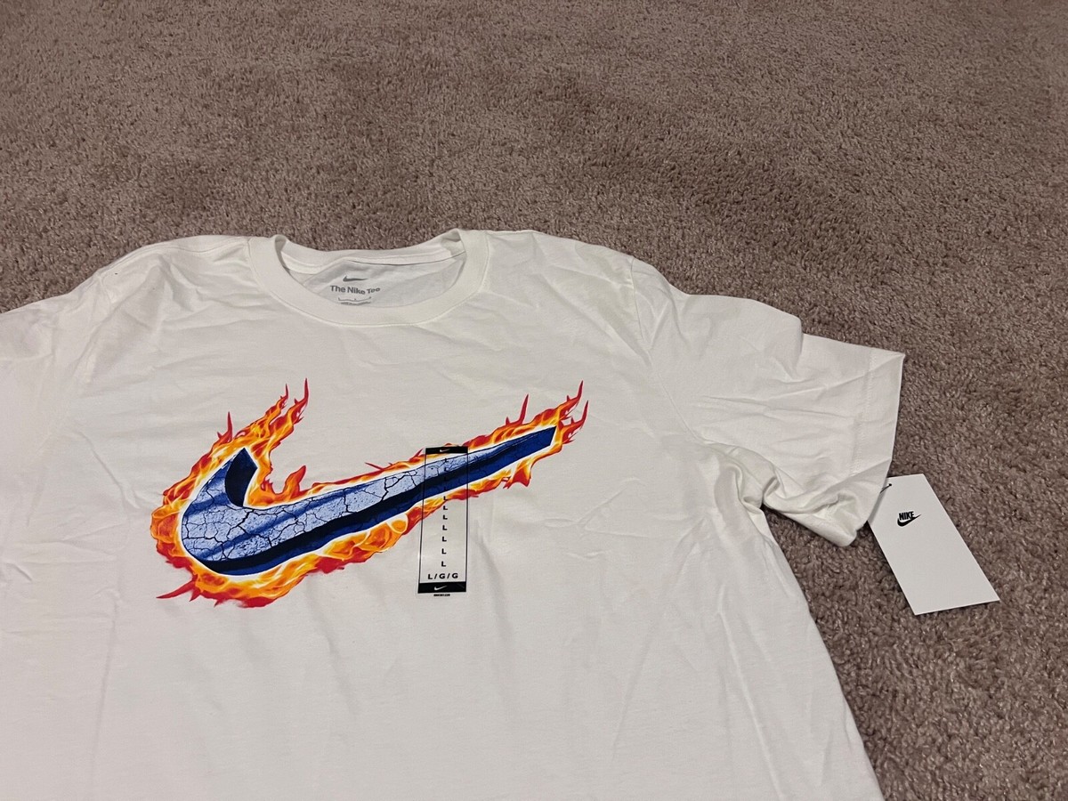 Nike white fire ice blue orange yellow red flame retro swoosh 